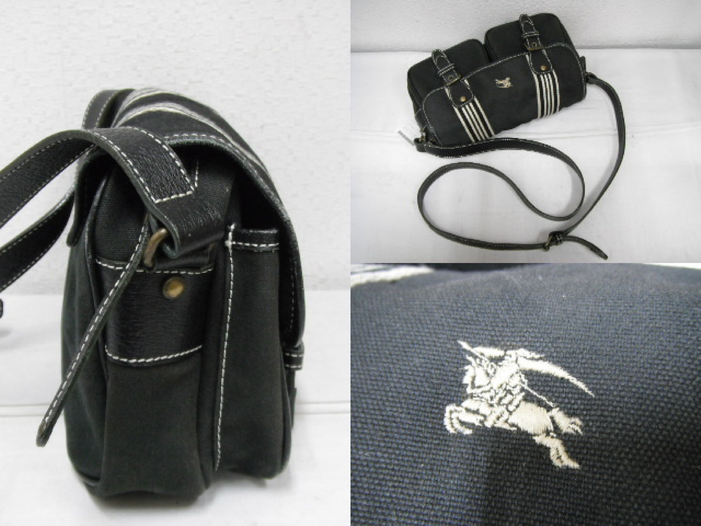 BURBERRY Blue Label Shoulder Bag Leather x Canvas Shoulder Bag