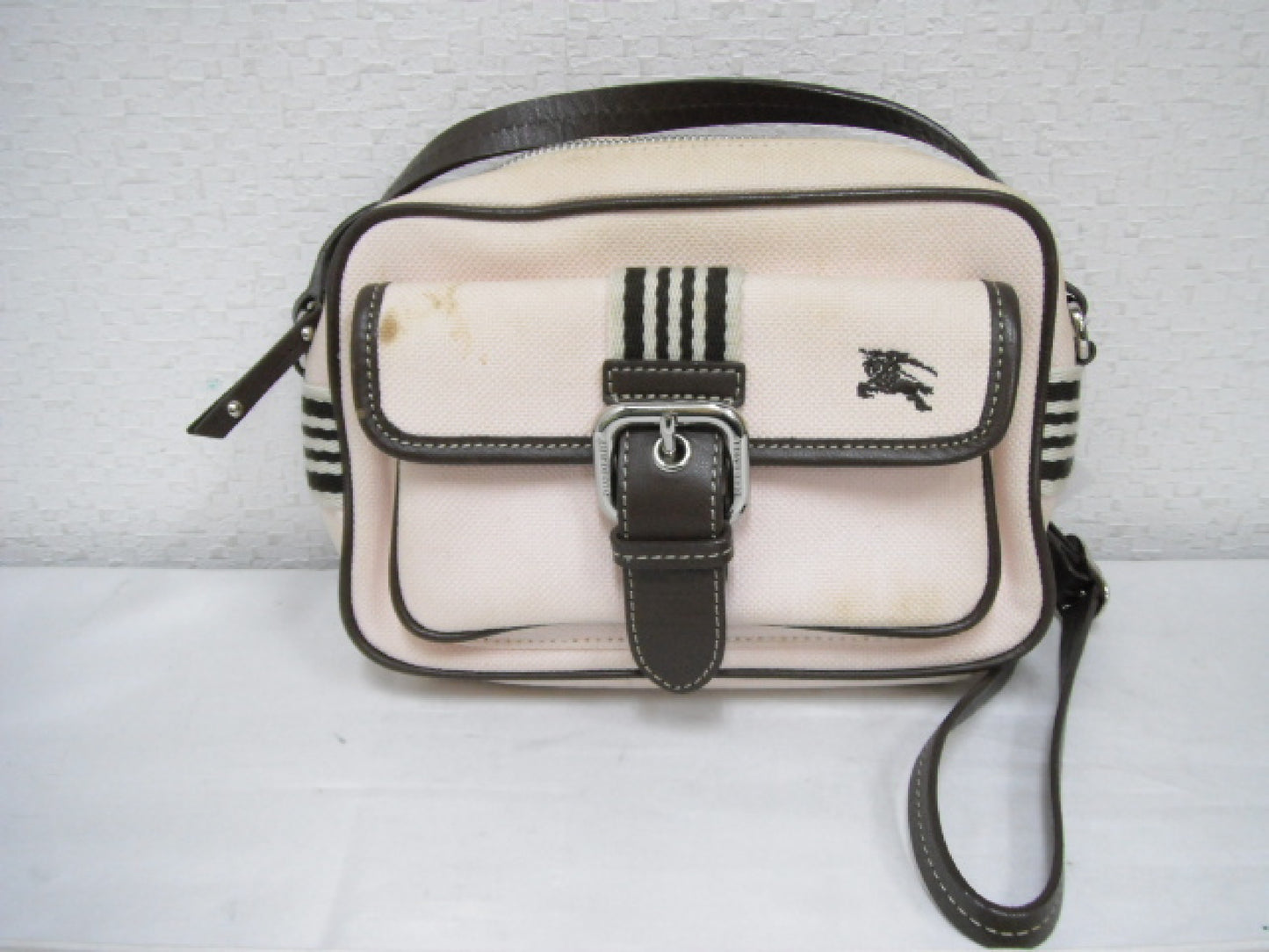 BURBERRY Blue Label Leather x Canvas Shoulder Bag Shoulder Bag