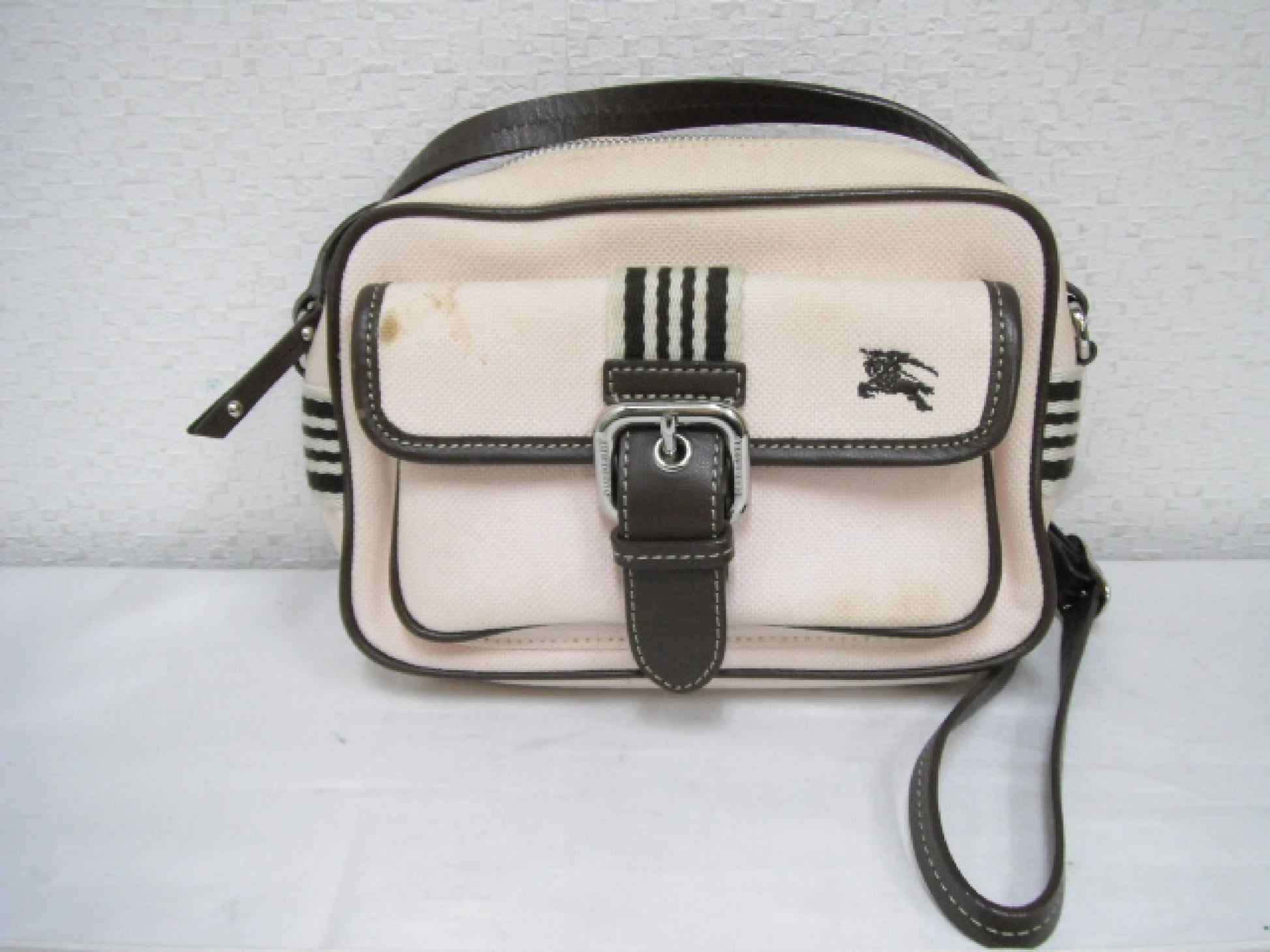 BURBERRY Blue Label Leather x Canvas Shoulder Bag Shoulder Bag