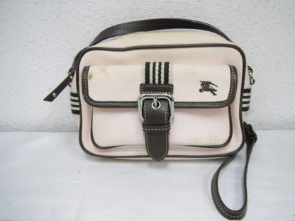 BURBERRY Blue Label Leather x Canvas Shoulder Bag Shoulder Bag