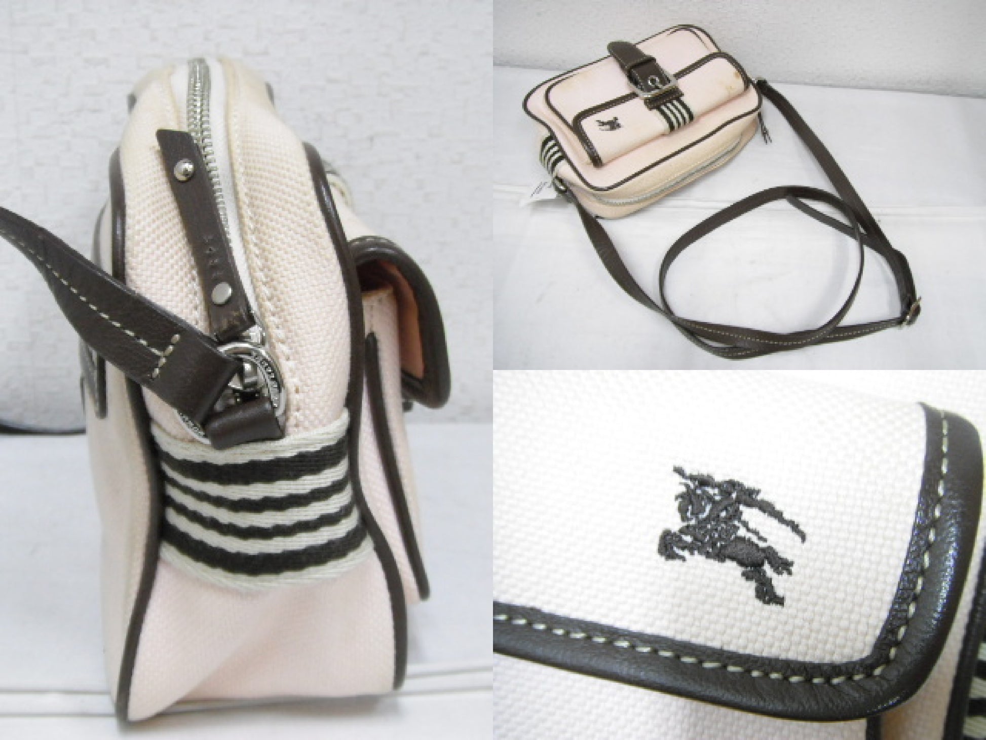 BURBERRY Blue Label Leather x Canvas Shoulder Bag Shoulder Bag