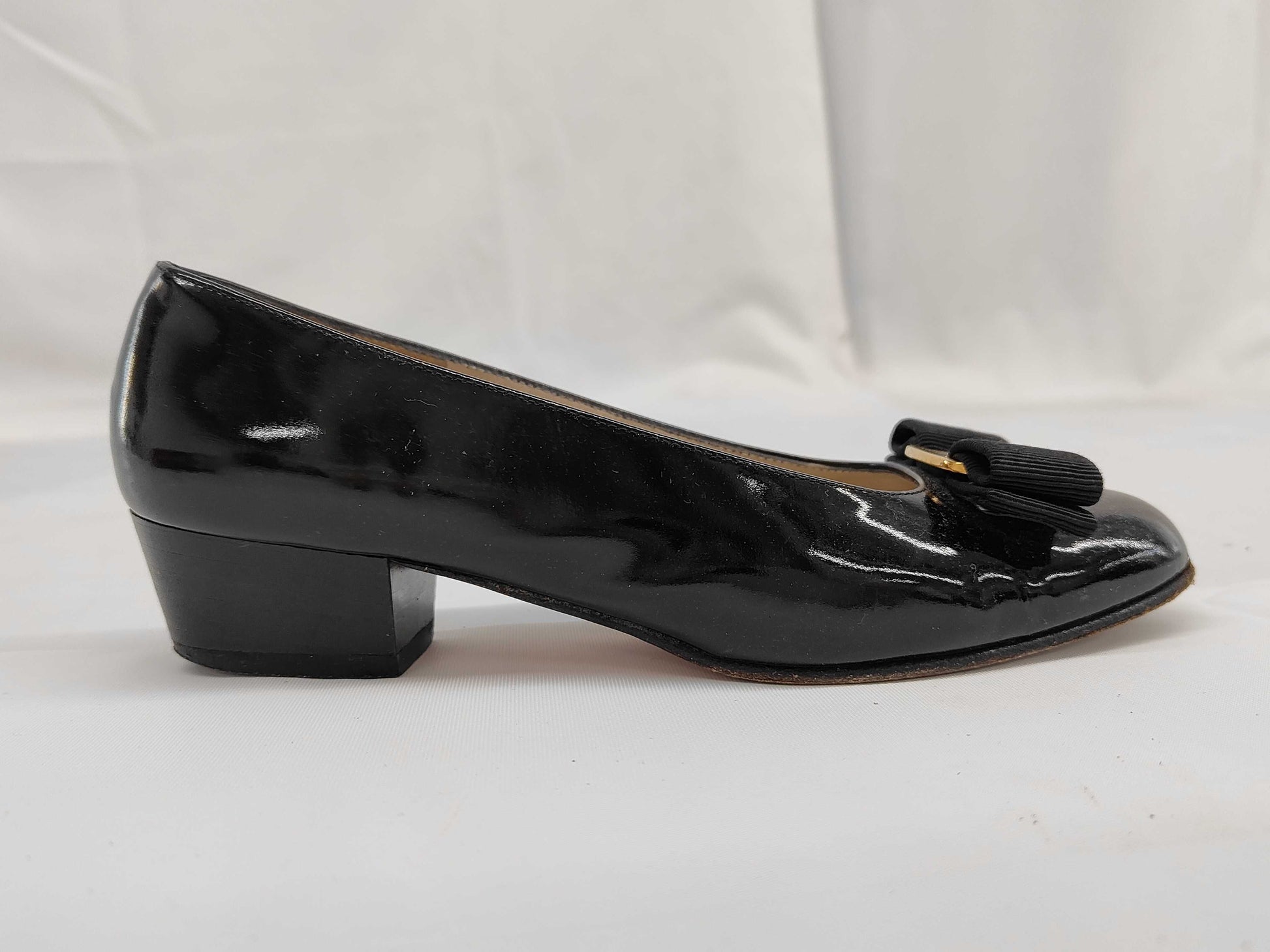 Salvatore Ferragamo Gold Pumps, Size 4.5