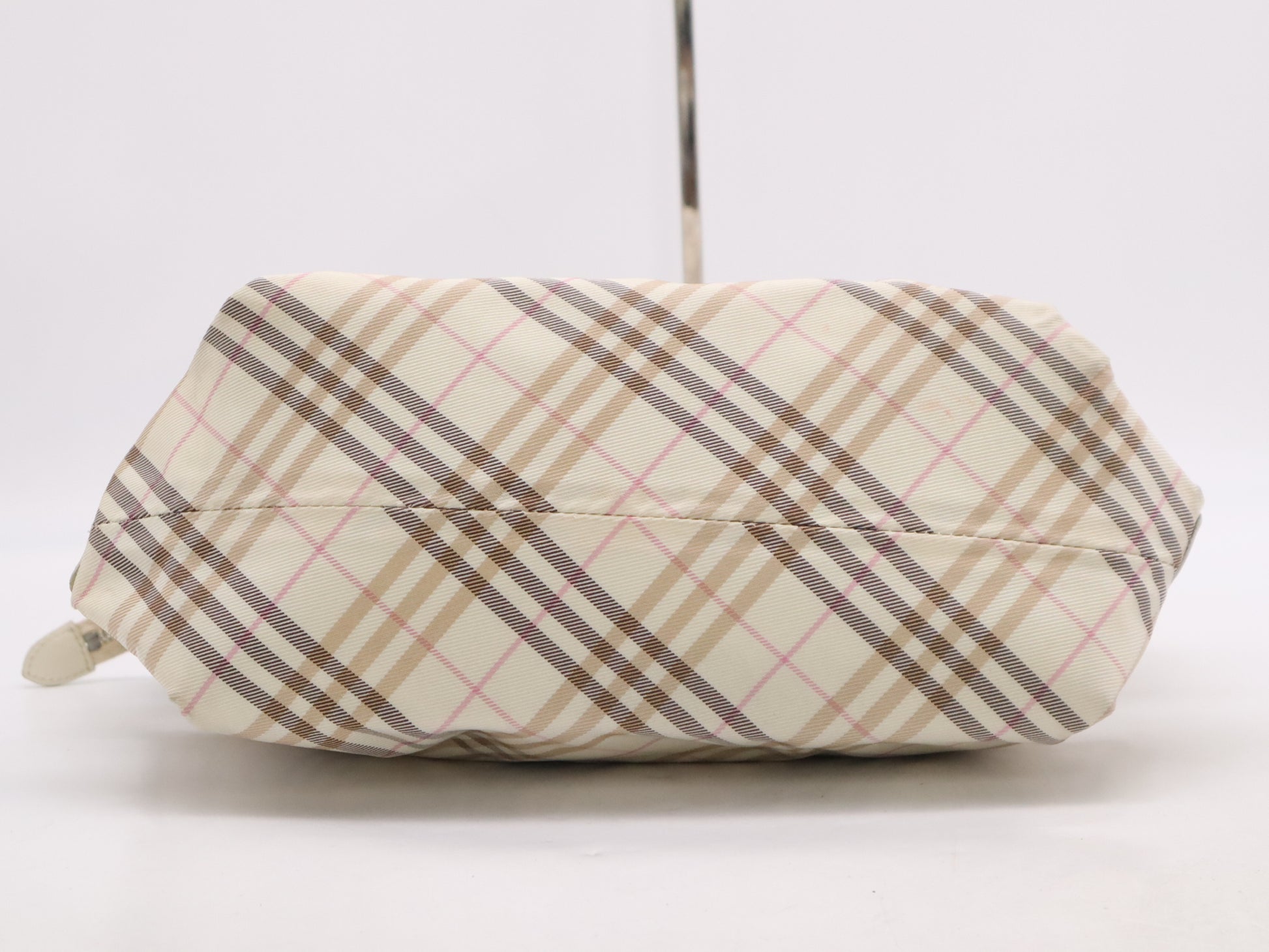 BURBERRY Canvas Leather Nova Check White Handbag