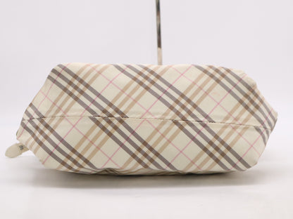BURBERRY Canvas Leather Nova Check White Handbag