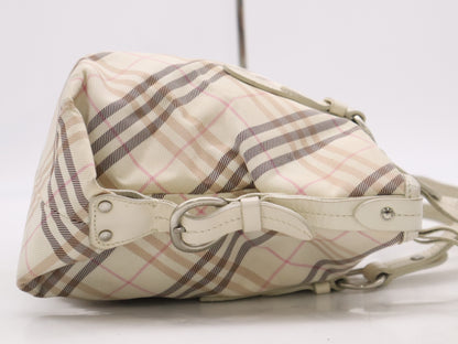 BURBERRY Canvas Leather Nova Check White Handbag