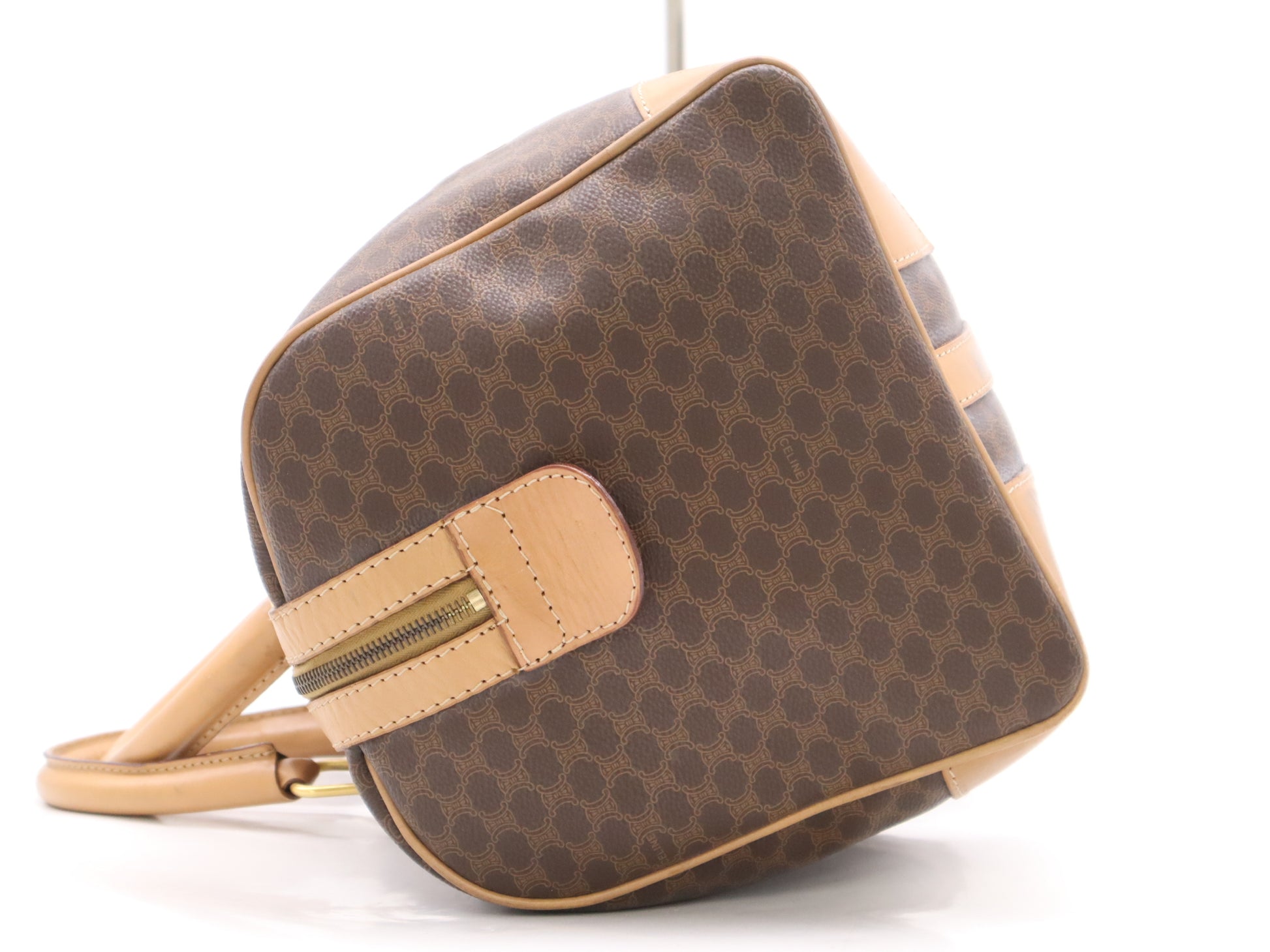 CELINE PVC x Leather Macadam Boston Bag Brown Boston Bag