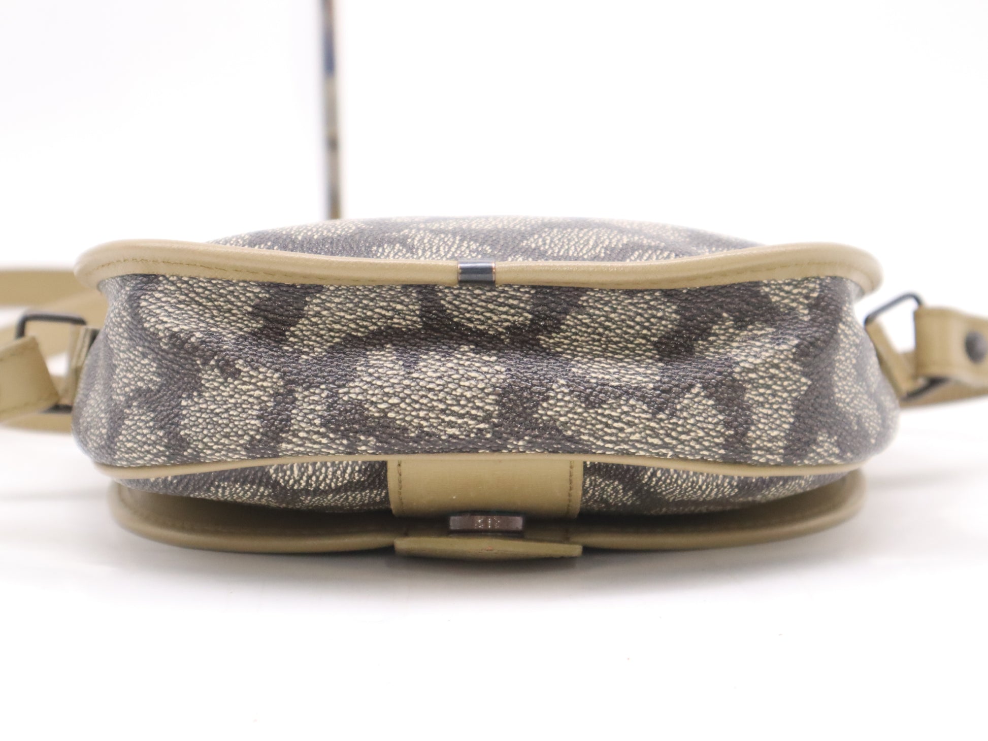 Yves Saint Laurent PVC x Leather Logo Khaki Shoulder Bag