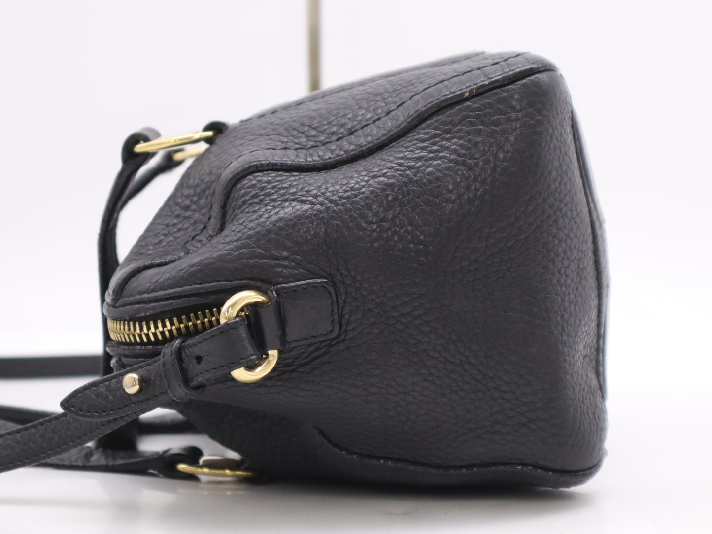 Salvatore Ferragamo Leather 2-Way Bag, Black, with Shoulder Strap, Handbag