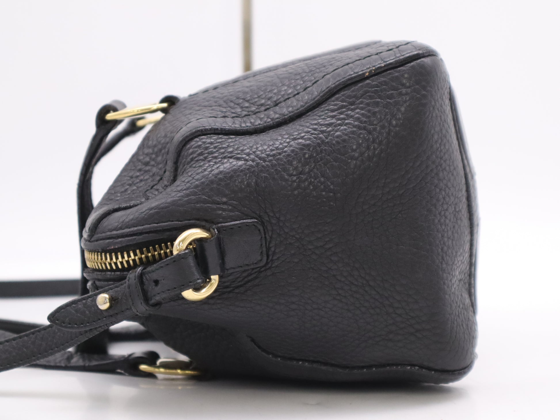 Salvatore Ferragamo Leather 2-Way Bag, Black, with Shoulder Strap, Handbag