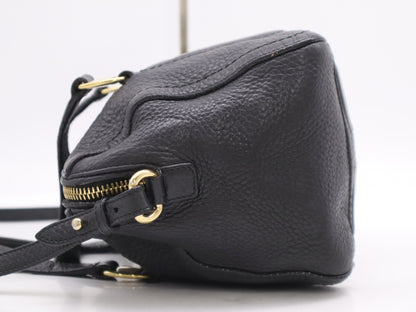 Salvatore Ferragamo Leather 2-Way Bag, Black, with Shoulder Strap, Handbag