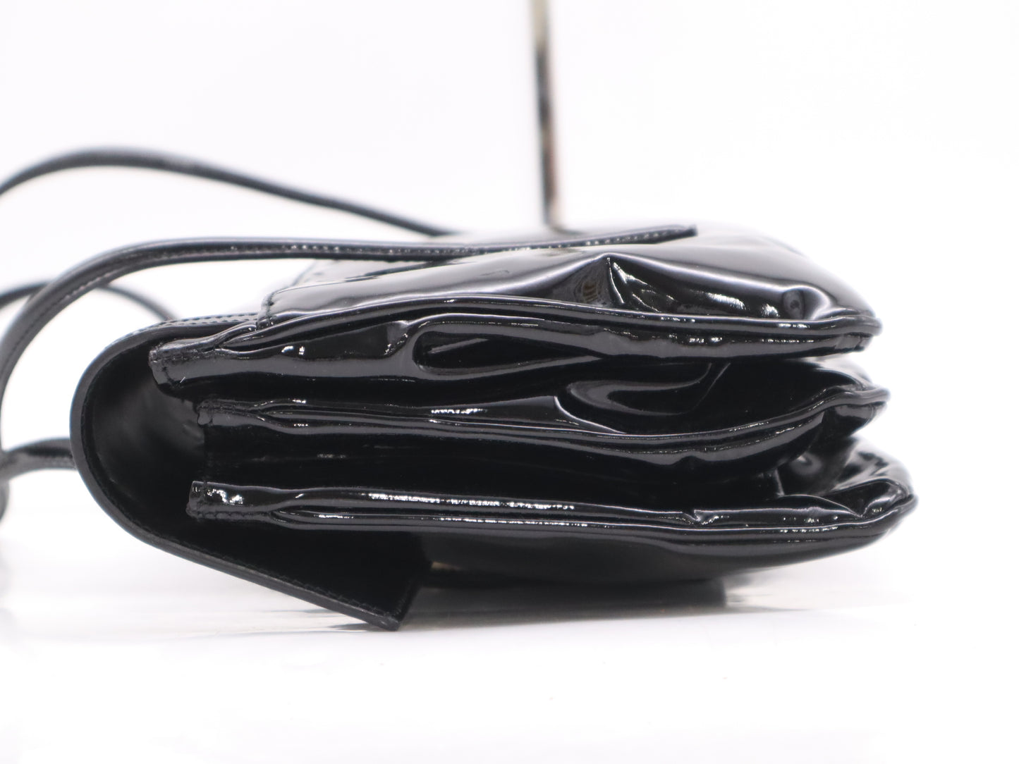 Salvatore Ferragamo Enamel Gancini Black Handbag