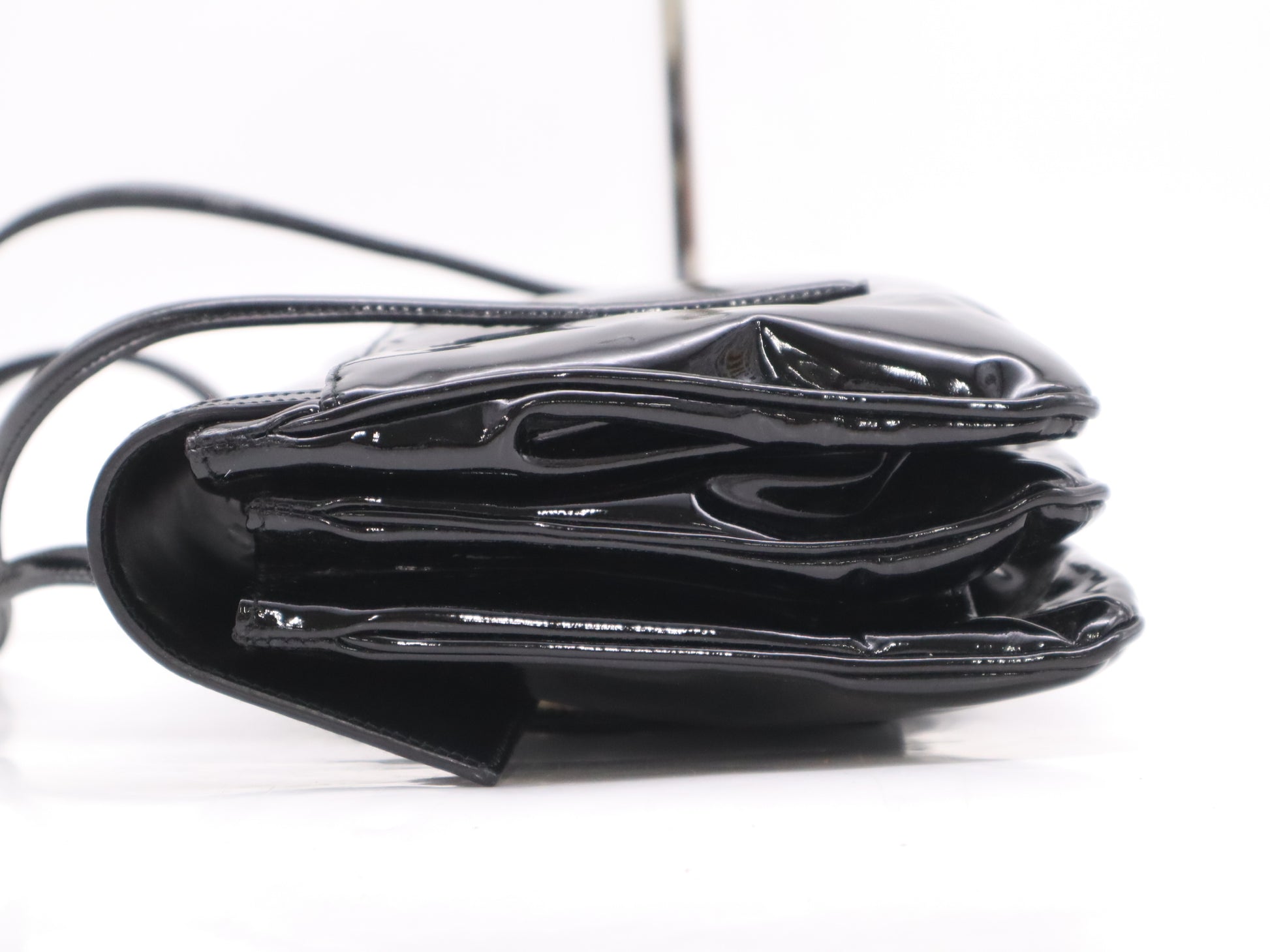 Salvatore Ferragamo Enamel Gancini Black Handbag