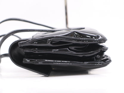 Salvatore Ferragamo Enamel Gancini Black Handbag