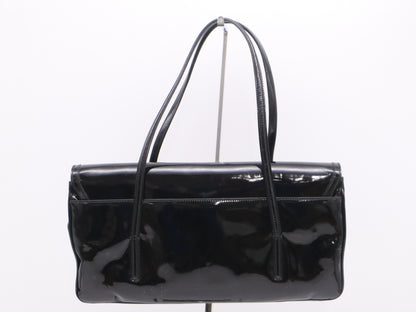Salvatore Ferragamo Enamel Gancini Black Handbag