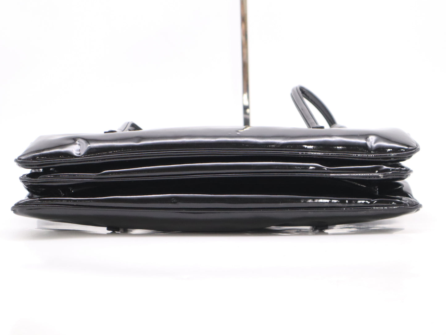 Salvatore Ferragamo Enamel Gancini Black Handbag