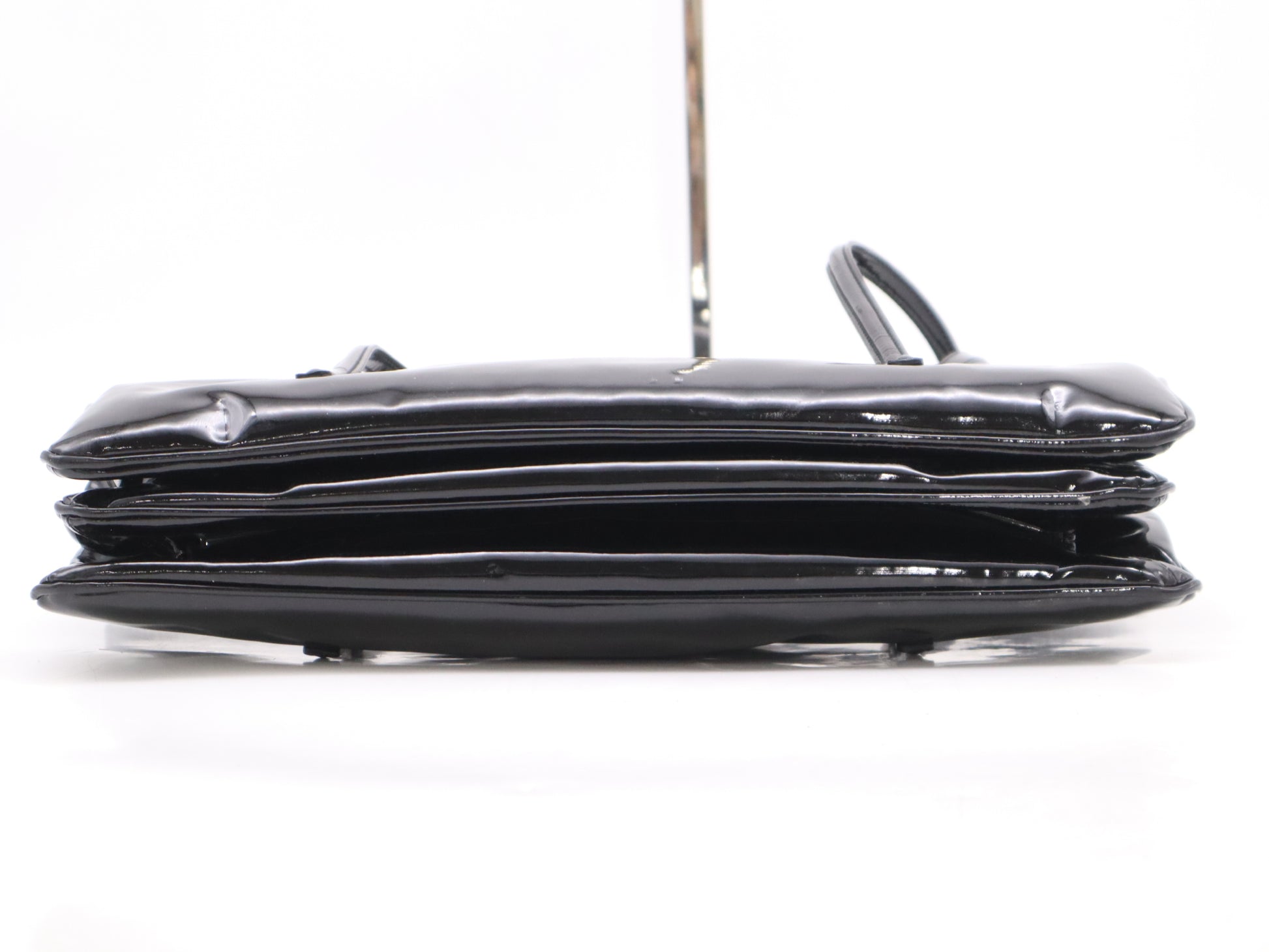 Salvatore Ferragamo Enamel Gancini Black Handbag