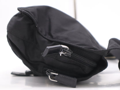 PRADA nylon triangle logo black shoulder bag