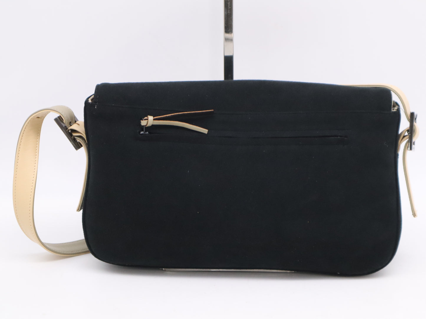 GIVENCHY Suede and Leather One-Shoulder Bag in Black and Beige with Pouch