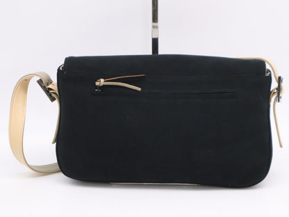 GIVENCHY Suede and Leather One-Shoulder Bag in Black and Beige with Pouch