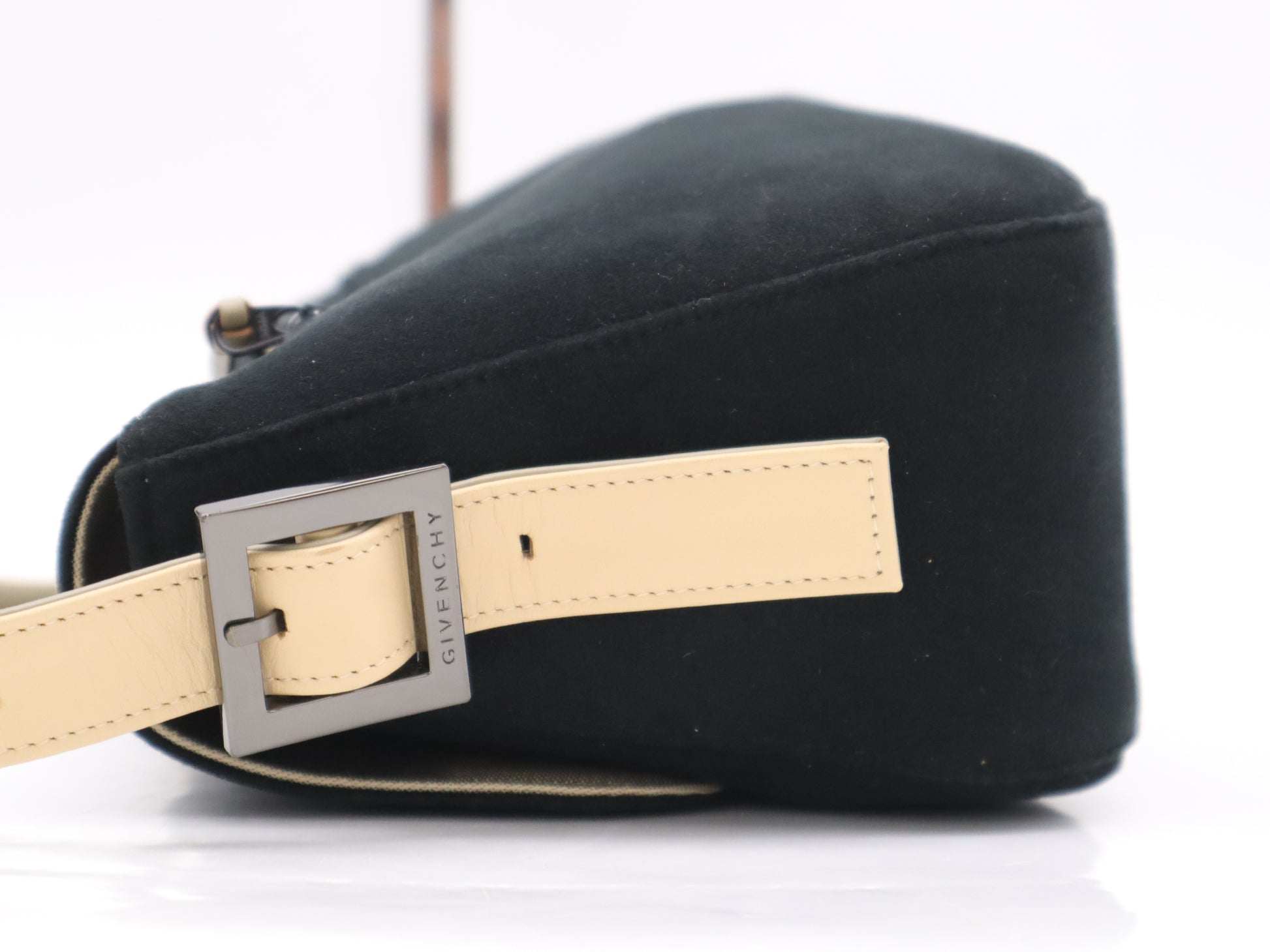 GIVENCHY Suede and Leather One-Shoulder Bag in Black and Beige with Pouch