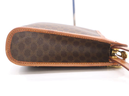 CELINE PVC x Leather Macadam Pattern Brown Second Bag