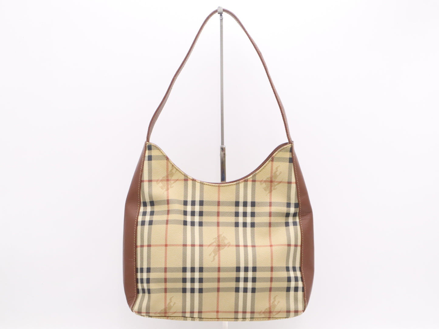 BURBERRY PVC x Leather Nova Check Tote Brown Shoulder Bag