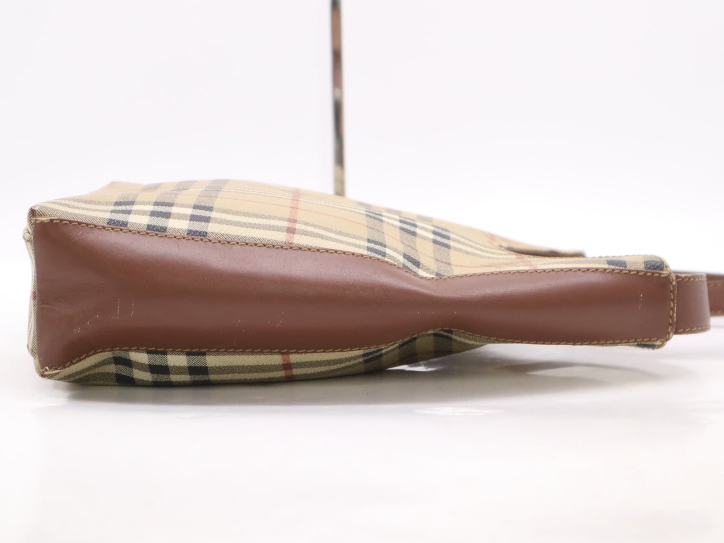 BURBERRY PVC x Leather Nova Check Tote Brown Shoulder Bag