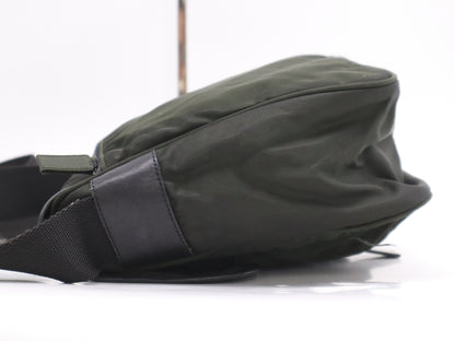 PRADA Nylon Triangle Logo Green Shoulder Bag