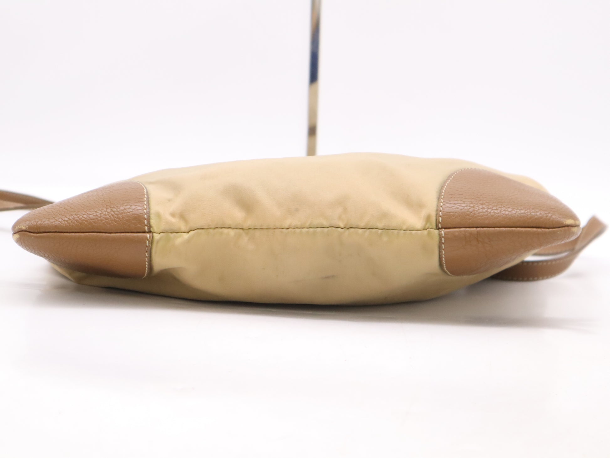 PRADA Nylon Triangle Logo Shoulder Bag Beige Shoulder Bag