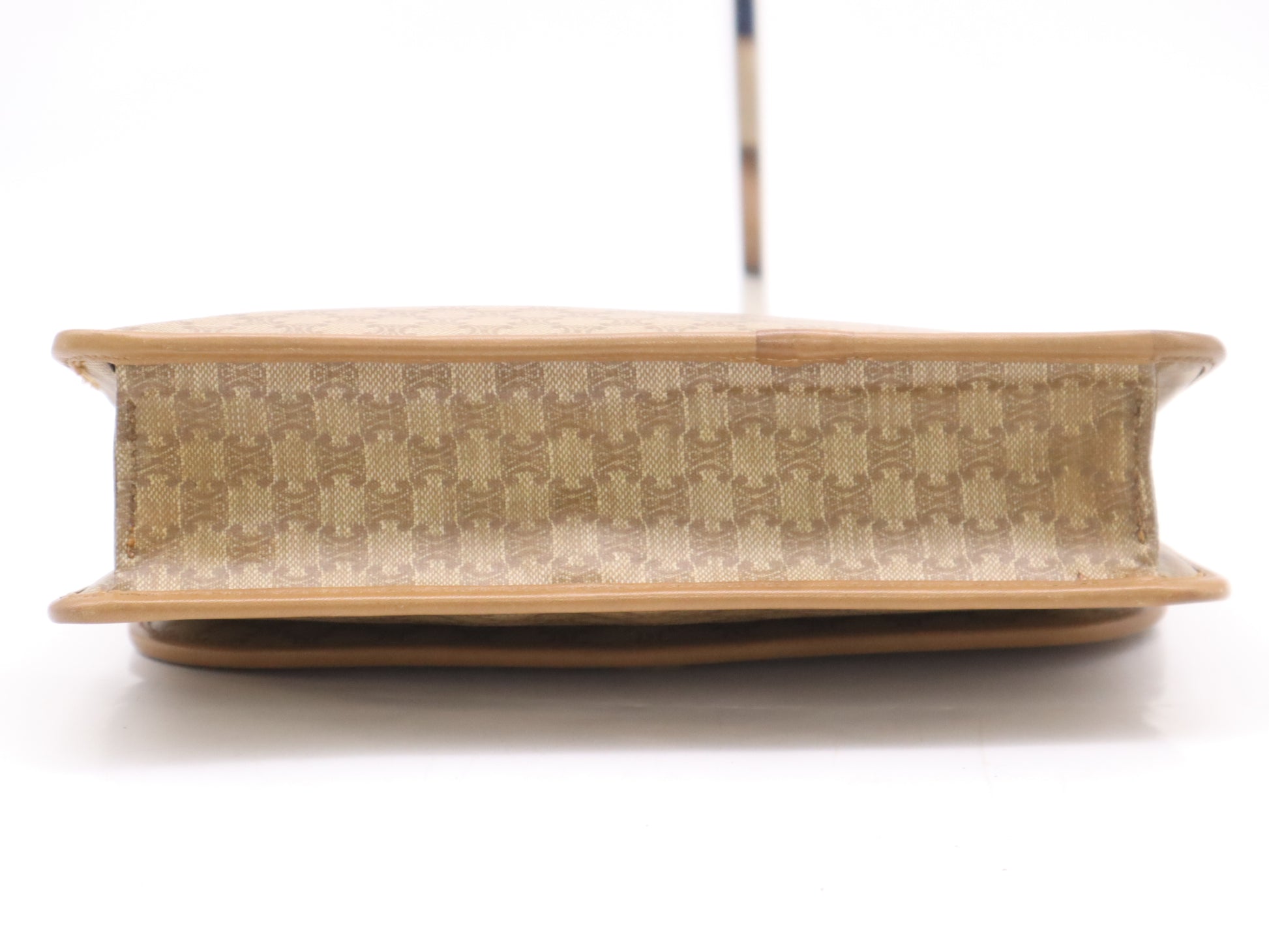 CELINE PVC x Leather Macadam Pattern Second Bag in Beige and Brown