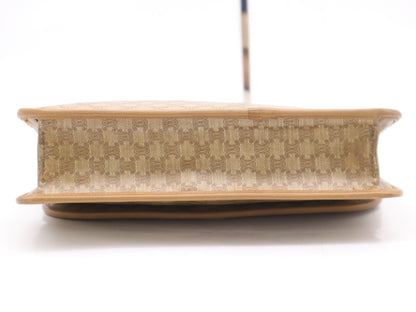 CELINE PVC x Leather Macadam Pattern Second Bag in Beige and Brown