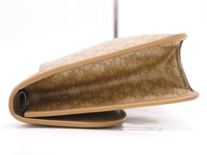 CELINE PVC x Leather Macadam Pattern Second Bag in Beige and Brown