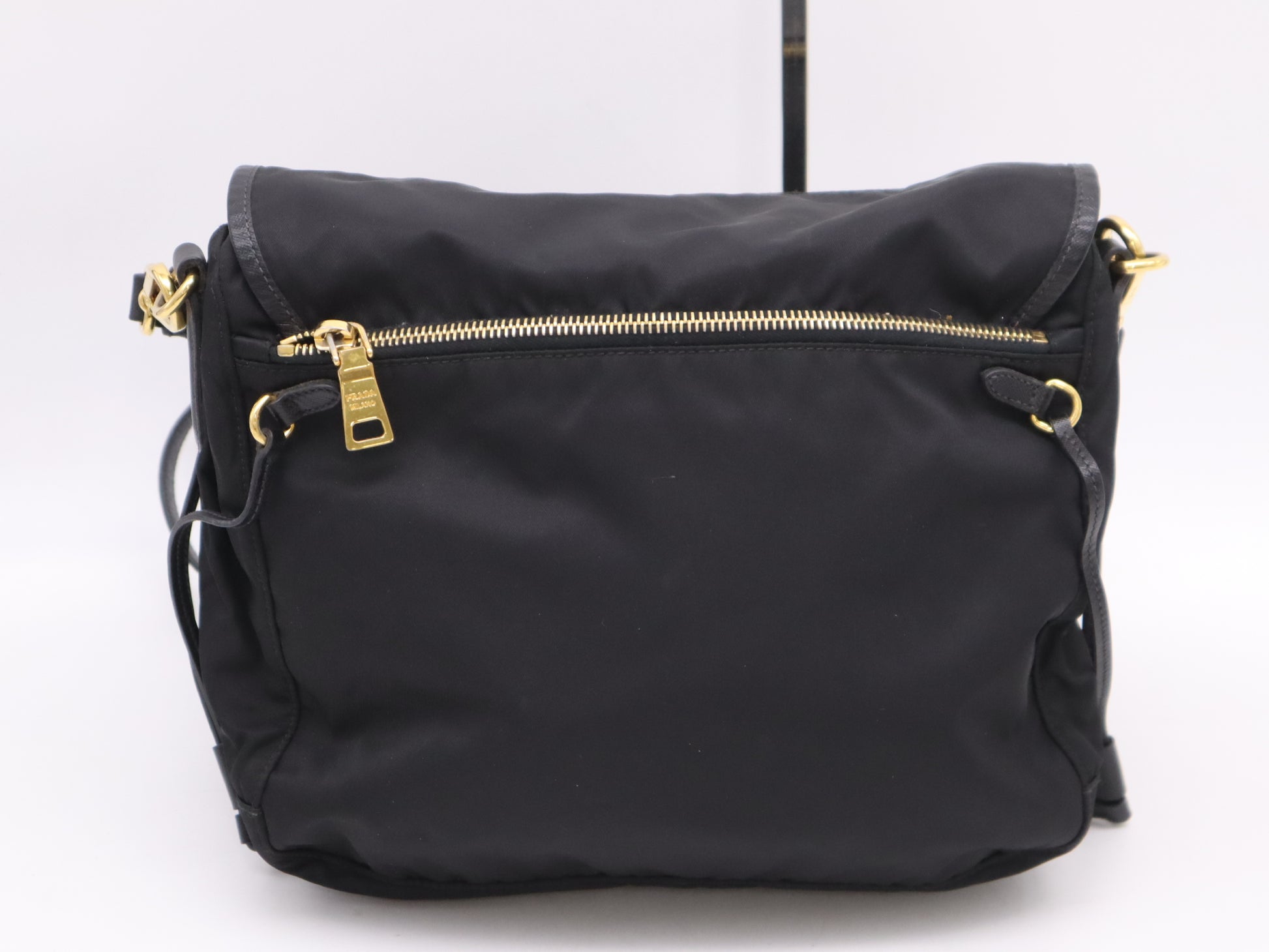 PRADA Nylon x Leather Shoulder Bag Black GD Hardware Shoulder Bag