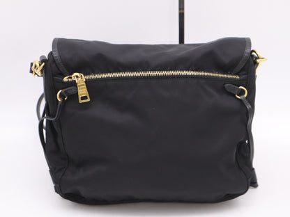 PRADA Nylon x Leather Shoulder Bag Black GD Hardware Shoulder Bag