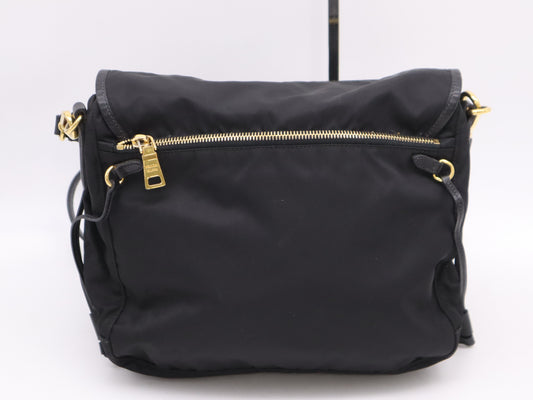 PRADA Nylon x Leather Shoulder Bag Black GD Hardware Shoulder Bag