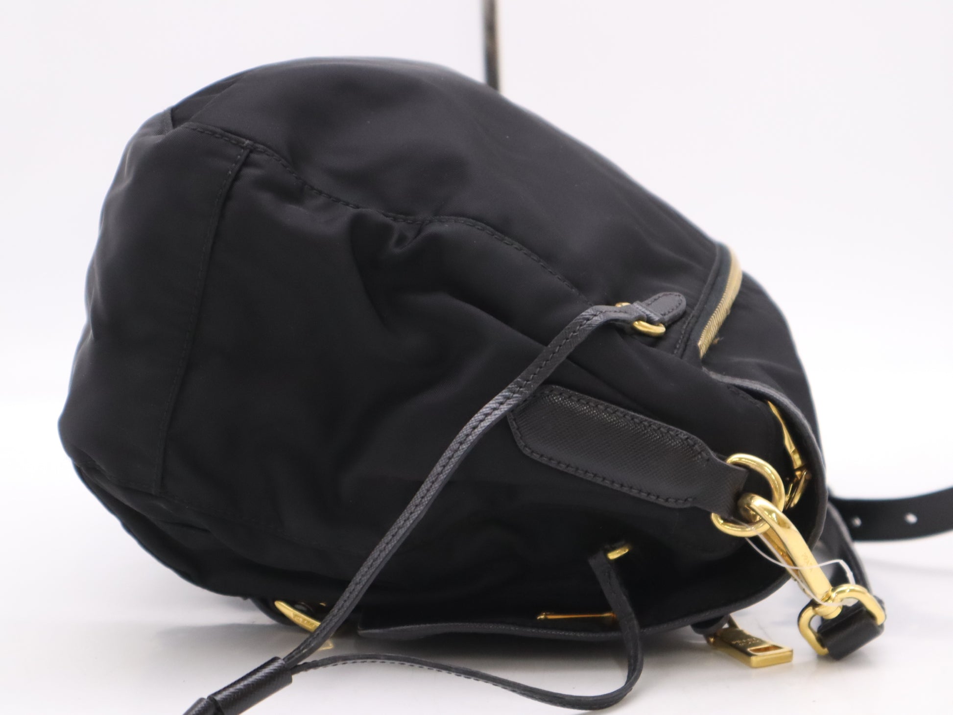 PRADA Nylon x Leather Shoulder Bag Black GD Hardware Shoulder Bag