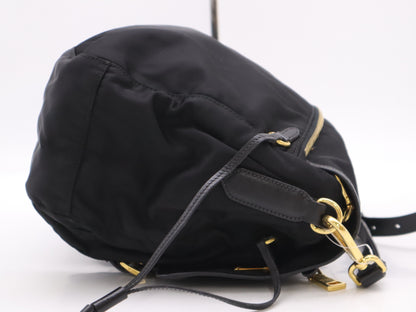 PRADA Nylon x Leather Shoulder Bag Black GD Hardware Shoulder Bag