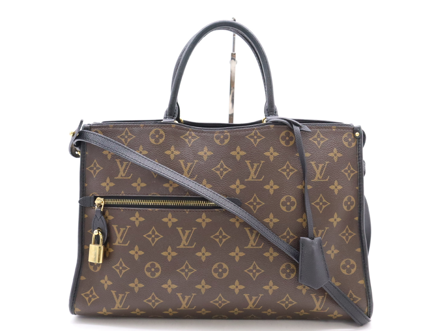 LOUIS VUITTON M43435 Monogram Popin Coeur MM Noir Cadena Key x2 with Crochet RFID Reaction Confirmed Shoulder Bag