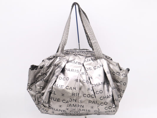 CHANEL Nylon Unlimited Logo Silver Seal Tote Bag 12824510