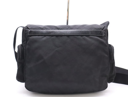 PRADA Nylon Triangle Logo Messenger Bag Shoulder Bag Black Shoulder Bag
