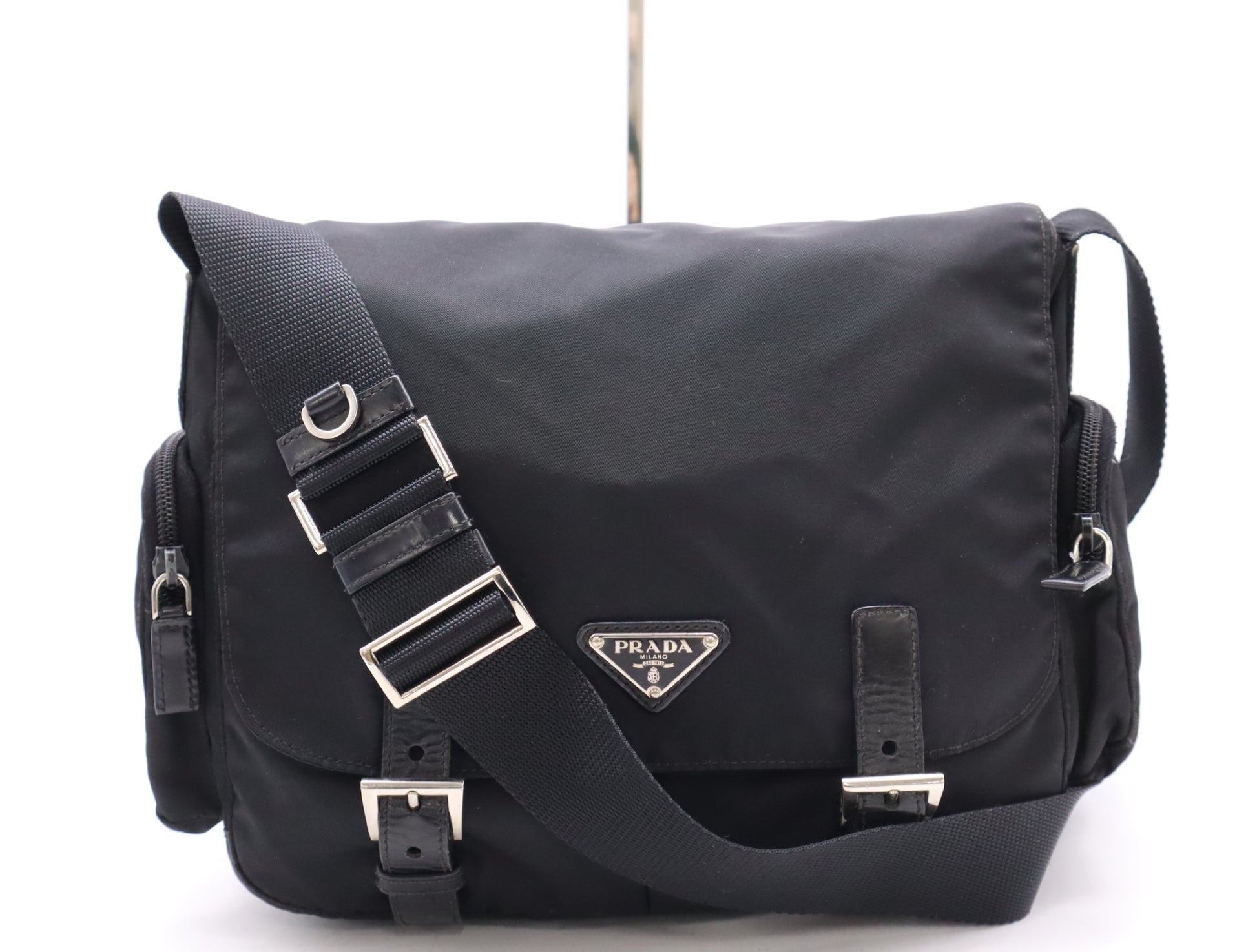 PRADA Nylon Triangle Logo Messenger Bag Shoulder Bag Black Shoulder Bag
