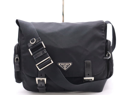 PRADA Nylon Triangle Logo Messenger Bag Shoulder Bag Black Shoulder Bag