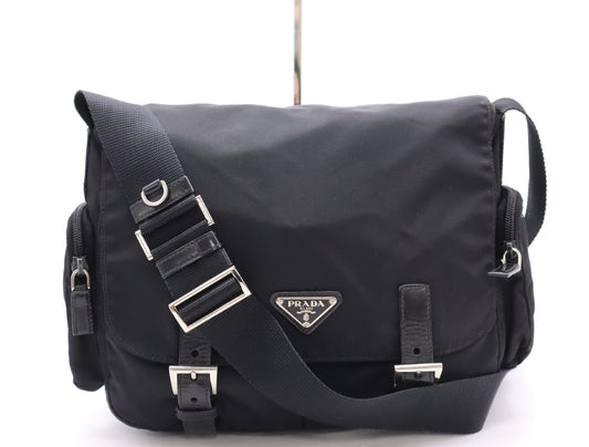 PRADA Nylon Triangle Logo Messenger Bag Shoulder Bag Black Shoulder Bag