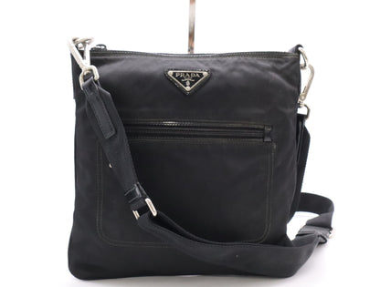 PRADA Nylon Triangle Logo Shoulder Bag Black Shoulder Bag