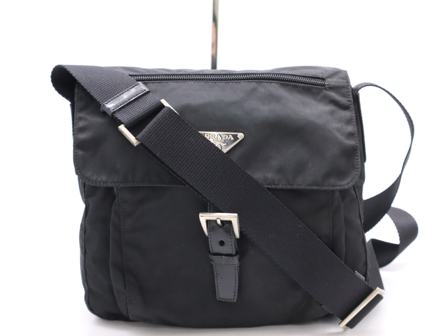 PRADA Nylon Triangle Logo Shoulder Bag Black Shoulder Bag