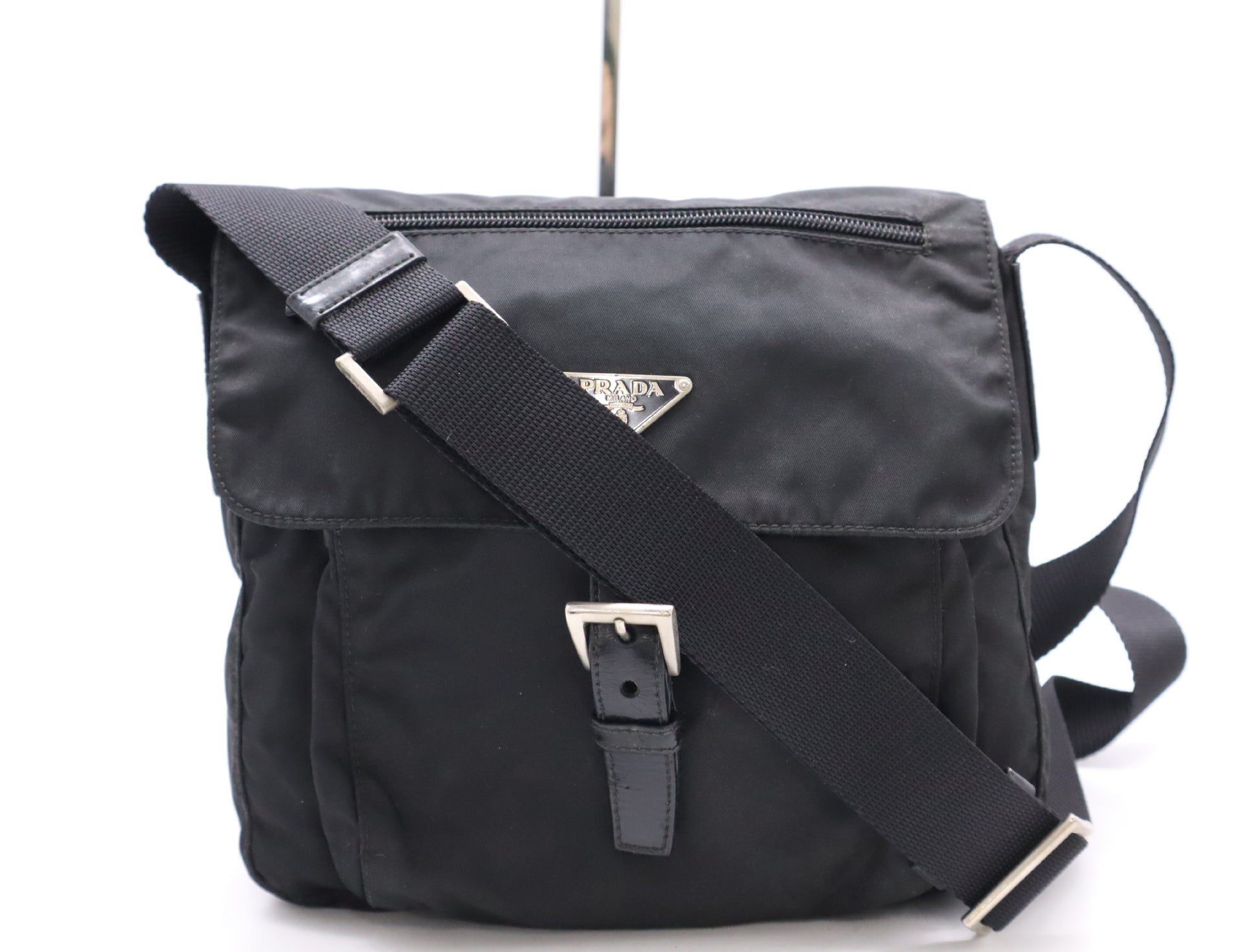 PRADA Nylon Triangle Logo Shoulder Bag Black Shoulder Bag