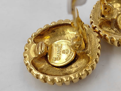 CHANEL GV Coco Mark Earrings with Comments and Box