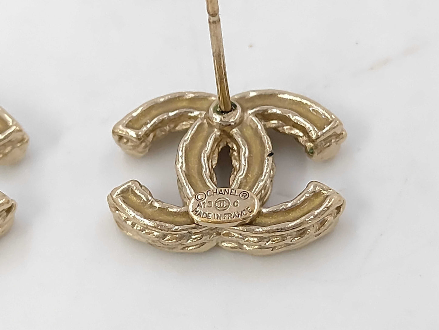 CHANEL GP Coco Mark Rhinestone Earrings with Comments A13 C Earrings