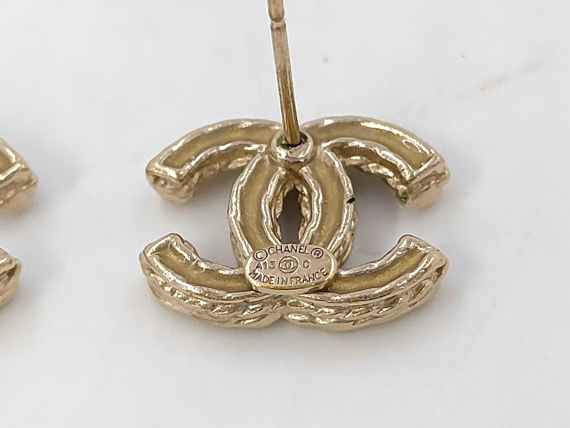 CHANEL GP Coco Mark Rhinestone Earrings with Comments A13 C Earrings