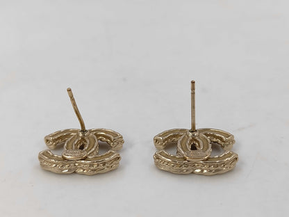 CHANEL GP Coco Mark Rhinestone Earrings with Comments A13 C Earrings